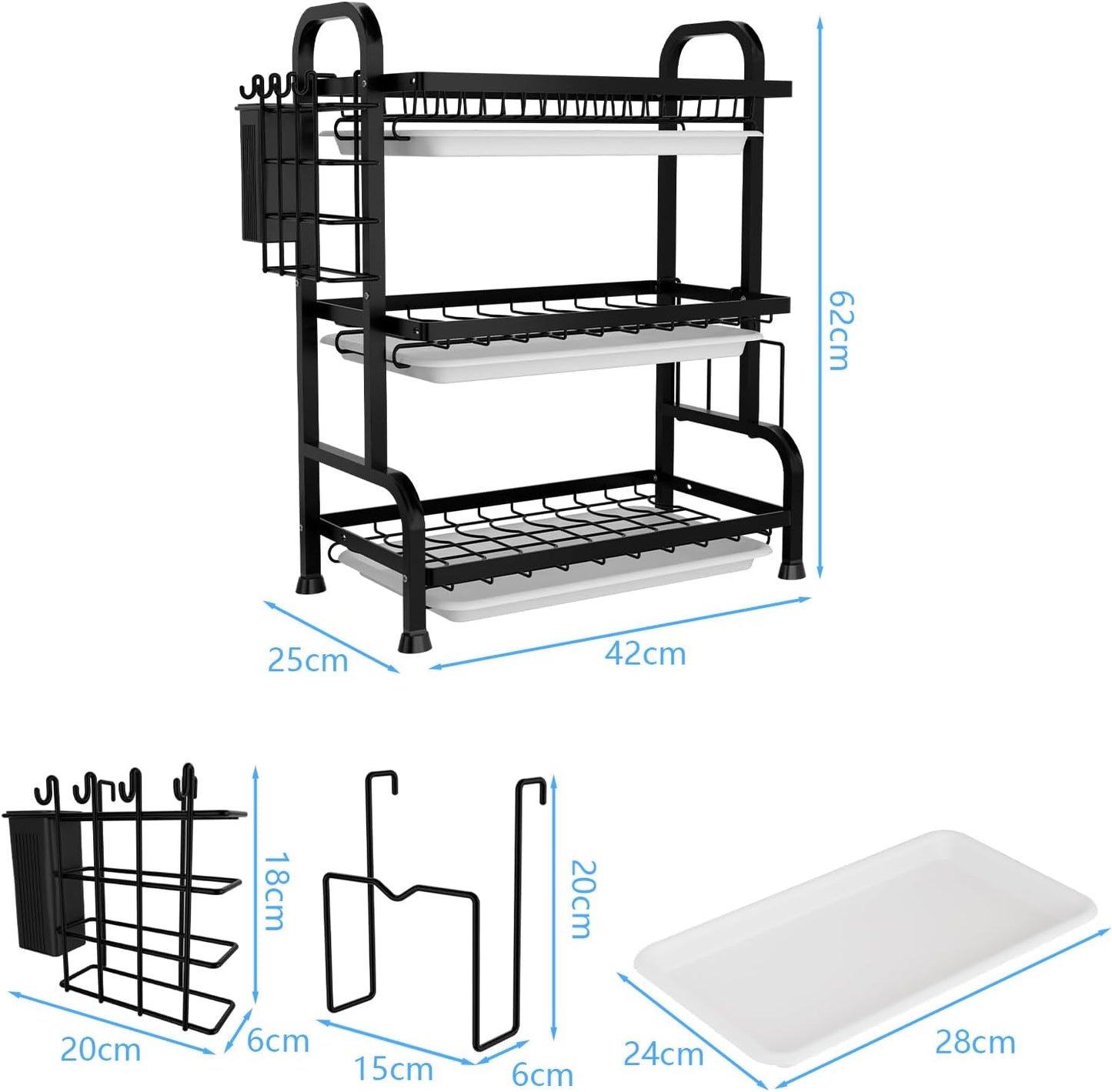 ESCURRIDOR DE PLATOS 3 NIVELES PARA COCINA