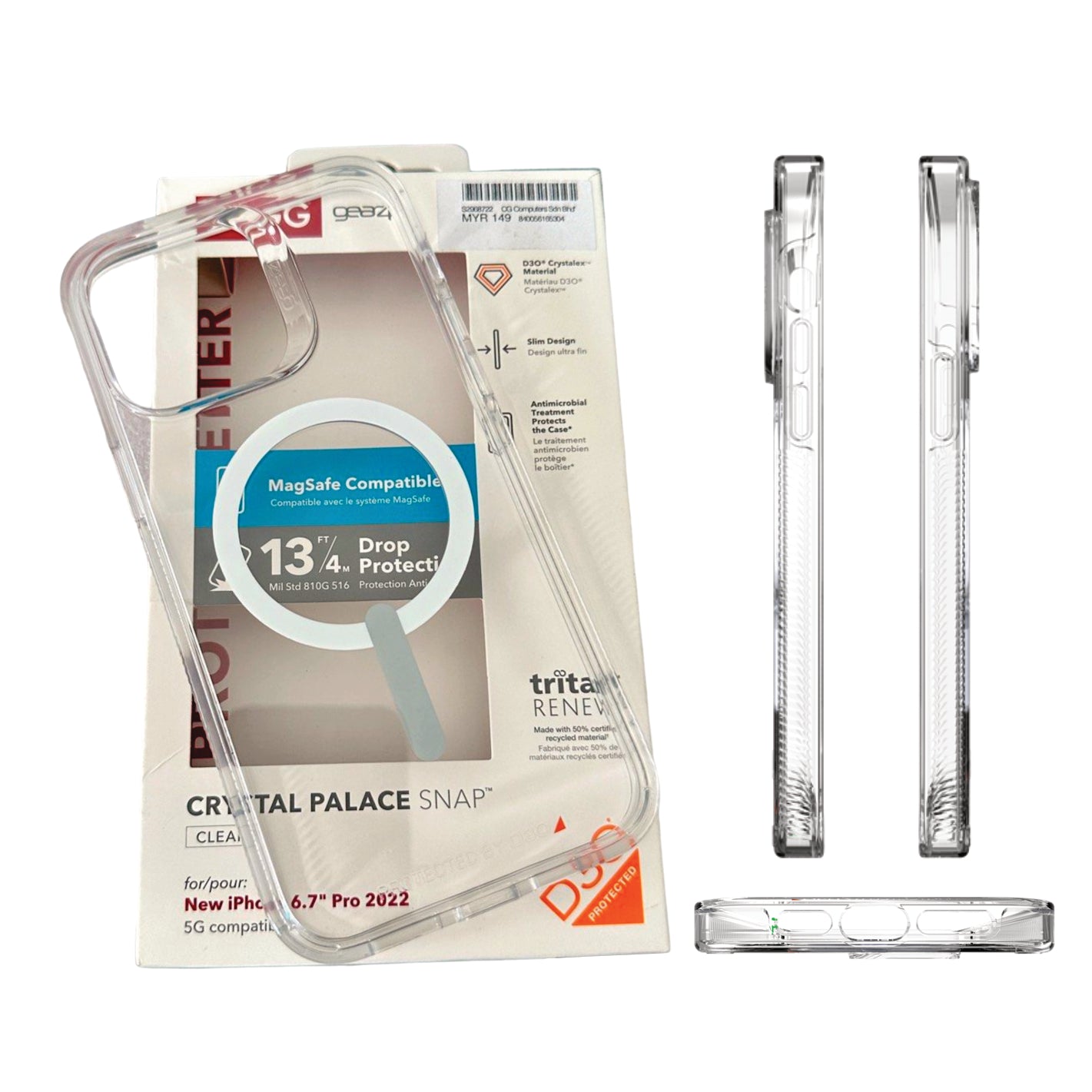 COMBO 2 EN 1 PARA IPHONE / ESTUCHE MAGSAFE ANTISHOCK TRANSPARENTE + VIDRIO TEMPLADO