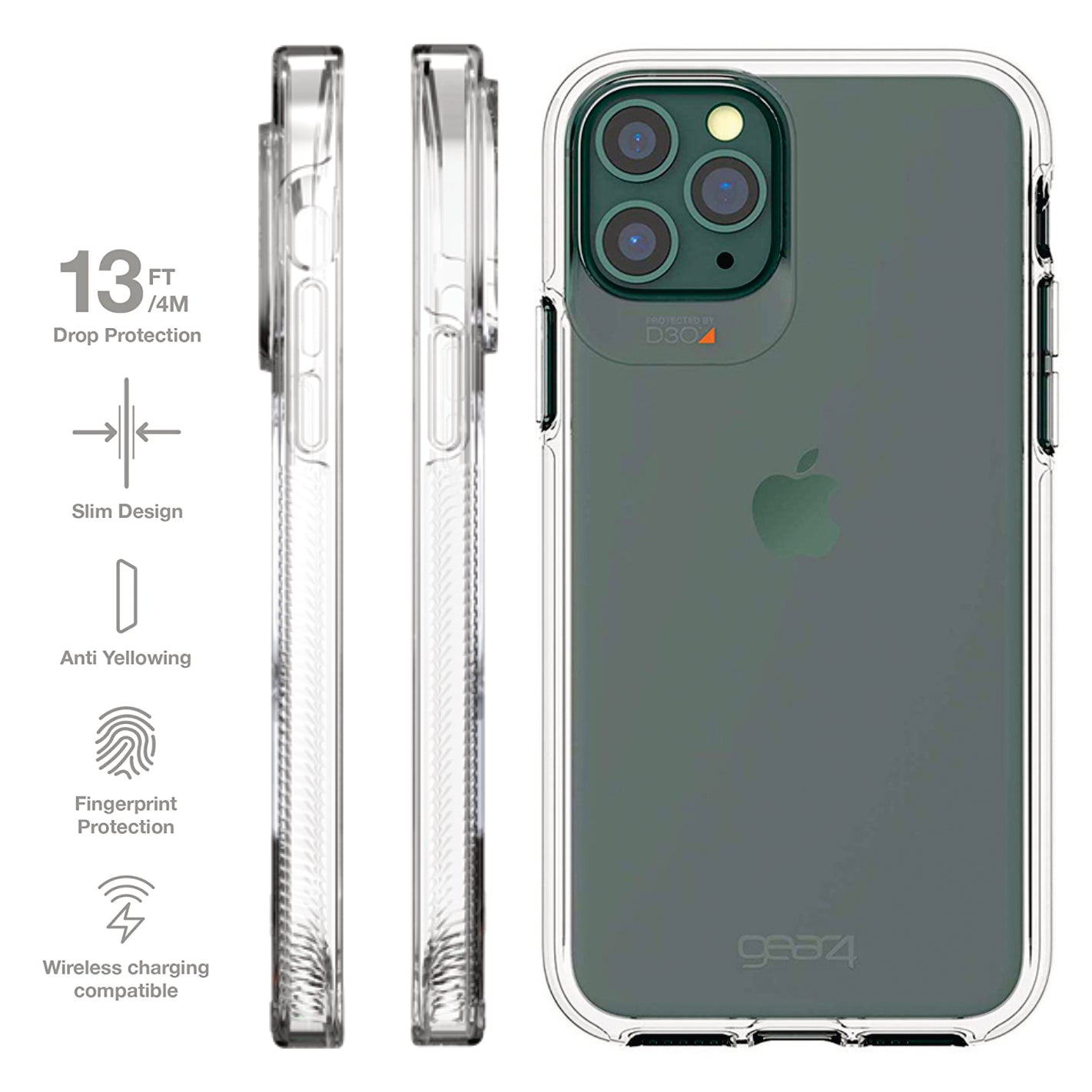 FORRO ESTUCHE PROTECTOR ANTISHOCK TRANSPARENTE GEAR4 PARA TODOS LOS IPHONE