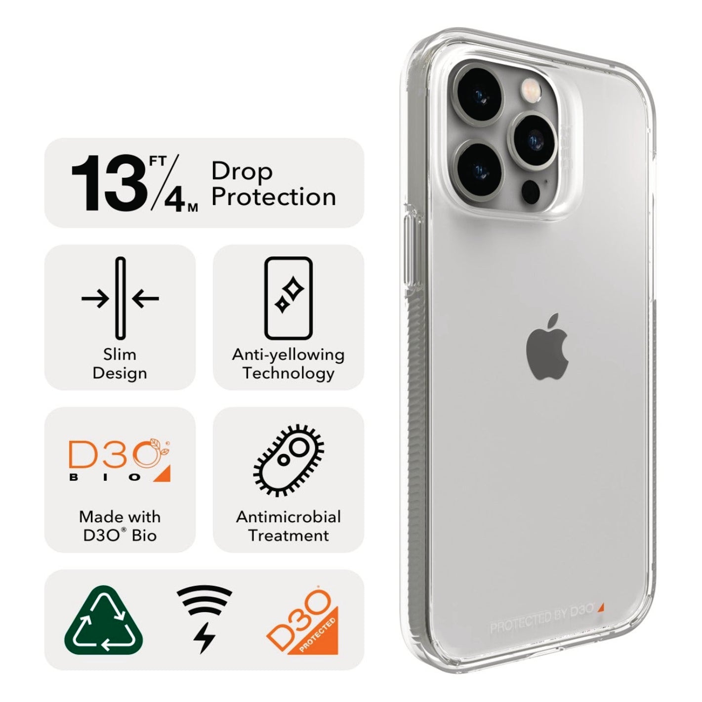 FORRO ESTUCHE PROTECTOR ANTISHOCK TRANSPARENTE GEAR4 PARA TODOS LOS IPHONE