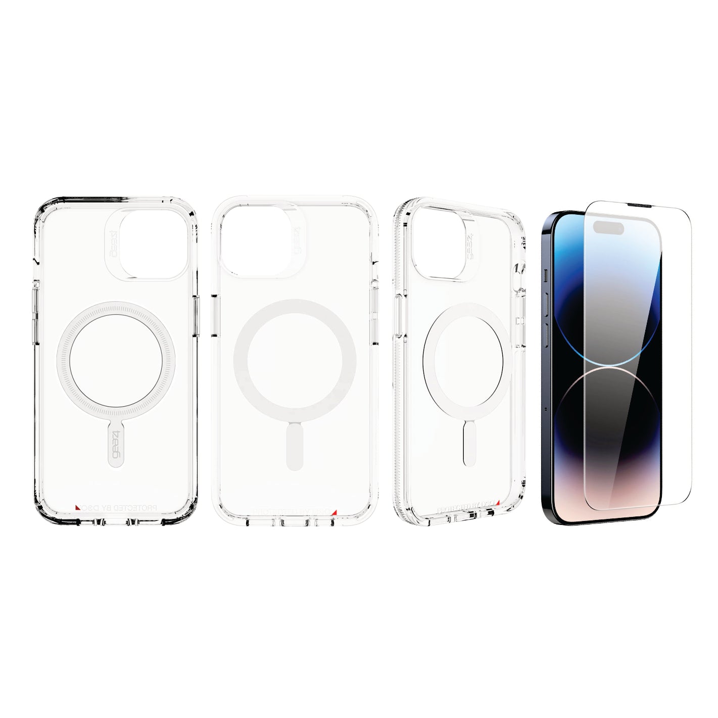 COMBO 2 EN 1 PARA IPHONE / ESTUCHE MAGSAFE ANTISHOCK TRANSPARENTE + VIDRIO TEMPLADO